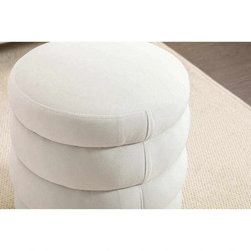 Soft Velvet Round Ottoman Footrest Stool
