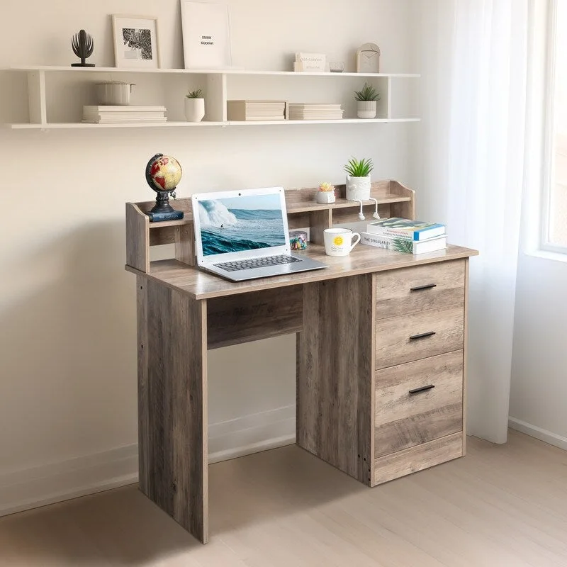 43.31 3 Drawers Wooden Computer Desk with Letter File Cabinet