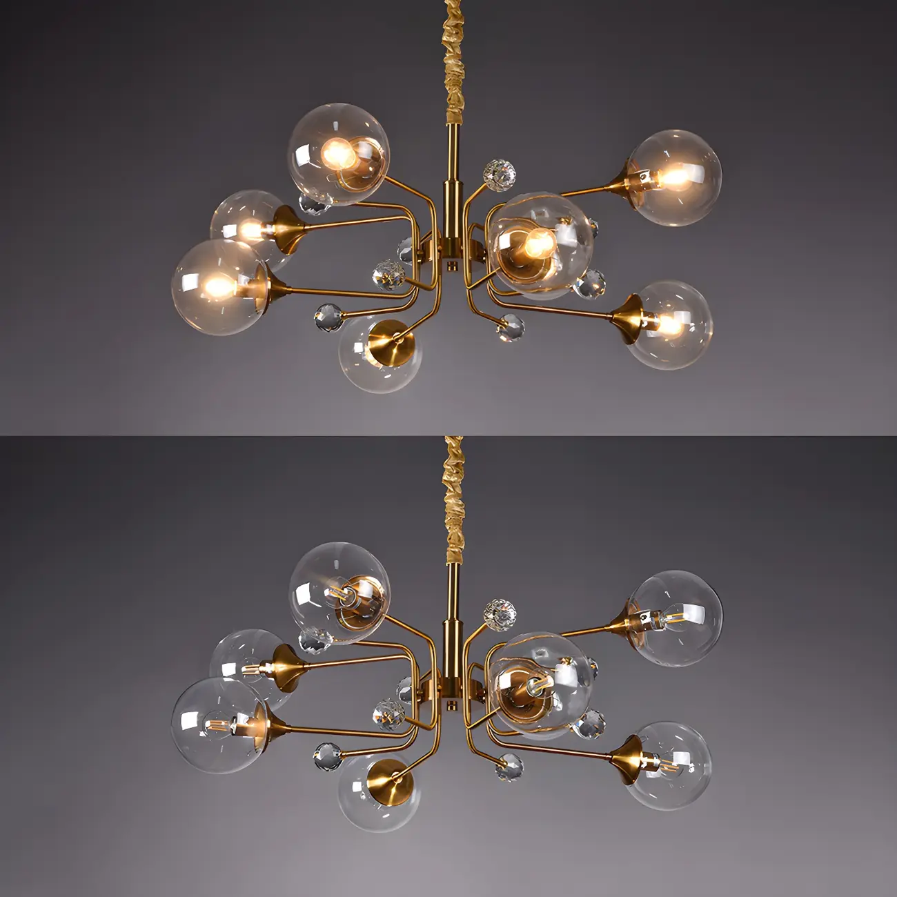 8-Light Mid-Century Modern Glass Globe Chandelier