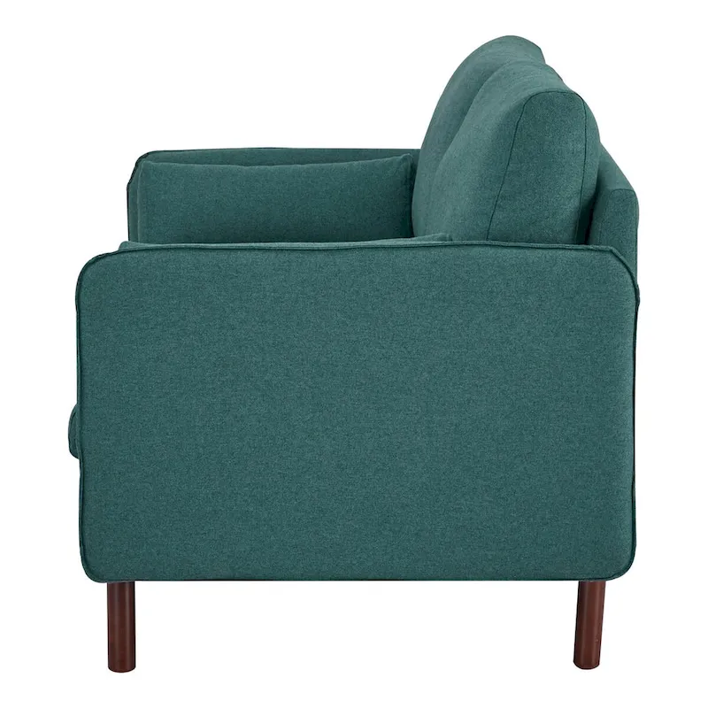 Yucca Modern Loveseat Sofa, Polyester / Vegan Leather Settee Couch - Includes 2 Pillows