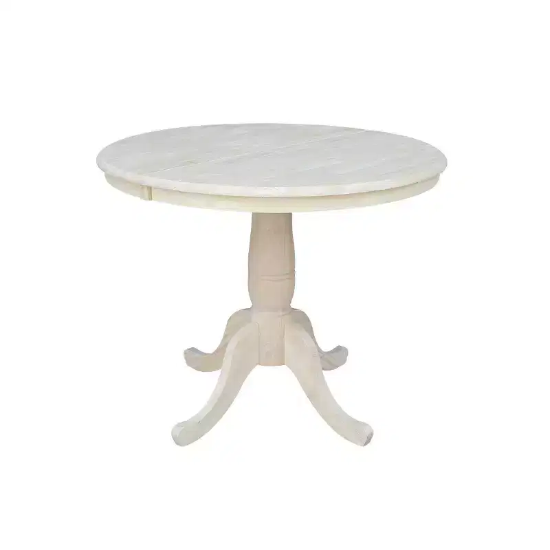 36 Round Top Pedestal Dining Table with 12 Drop Leaf - International Concepts