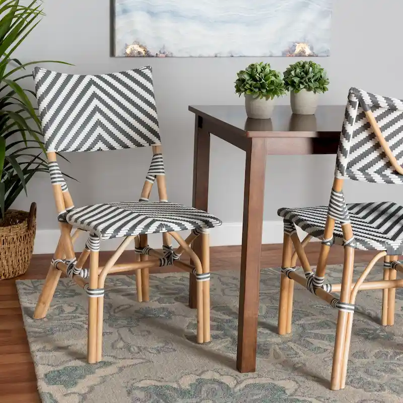 Wagner Modern French styled Natural Rattan Bistro Chair with Weaving