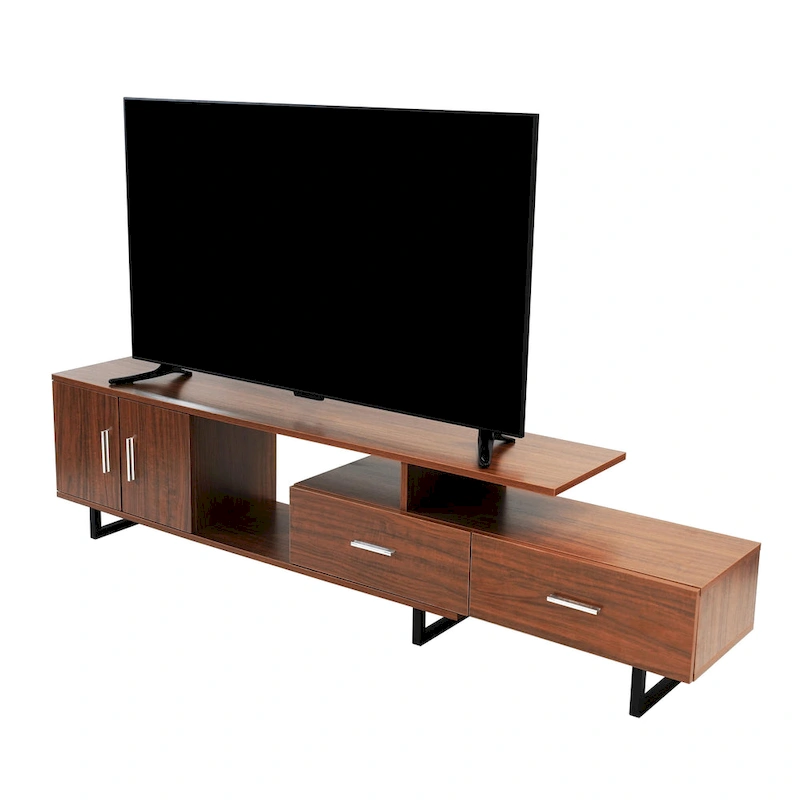 Avery 55-inch 2-Drawer 4-Shelf TV Stand in Steel