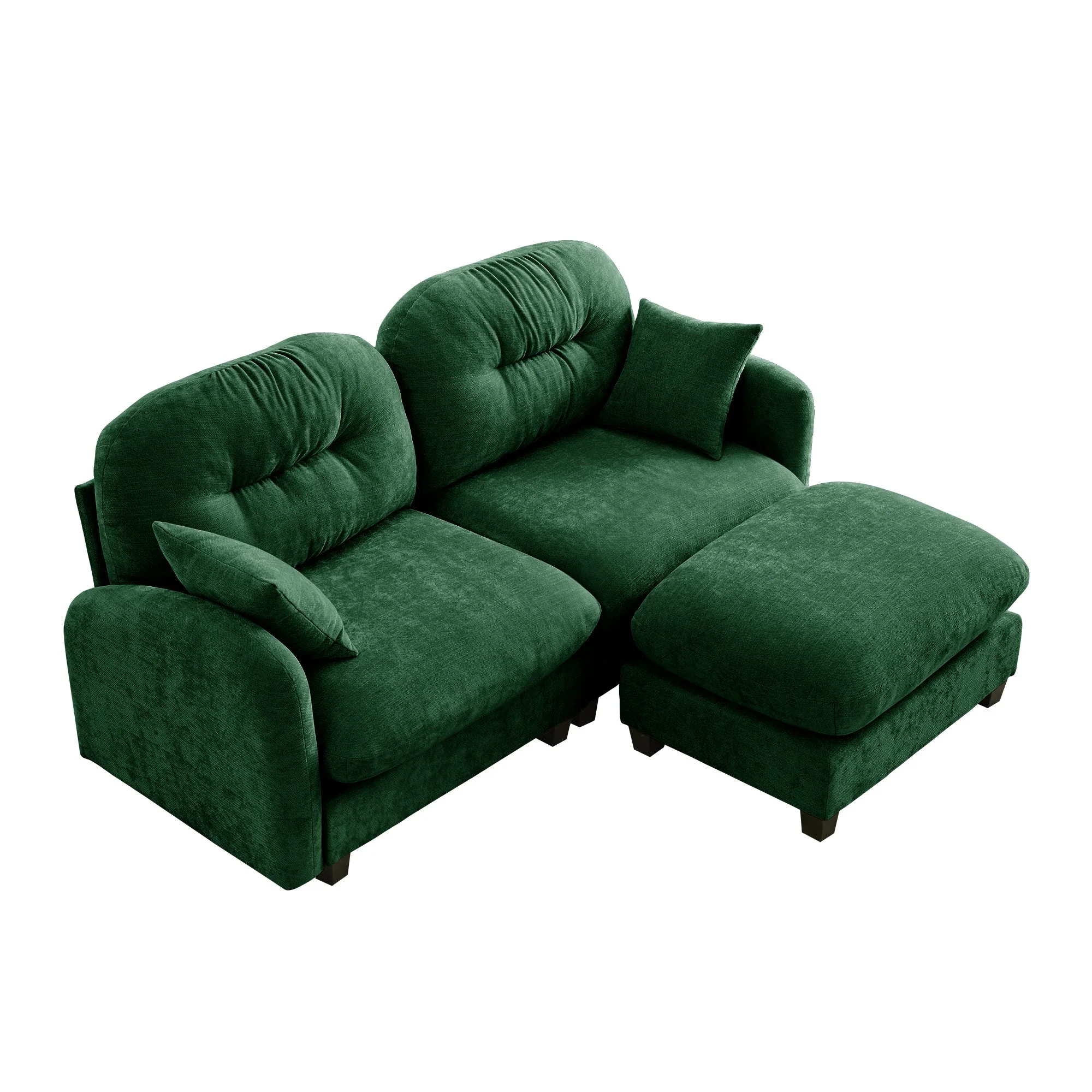 Cloud Tufted  Chenille Sectional Loveseat Sofa Couch With Ottoman