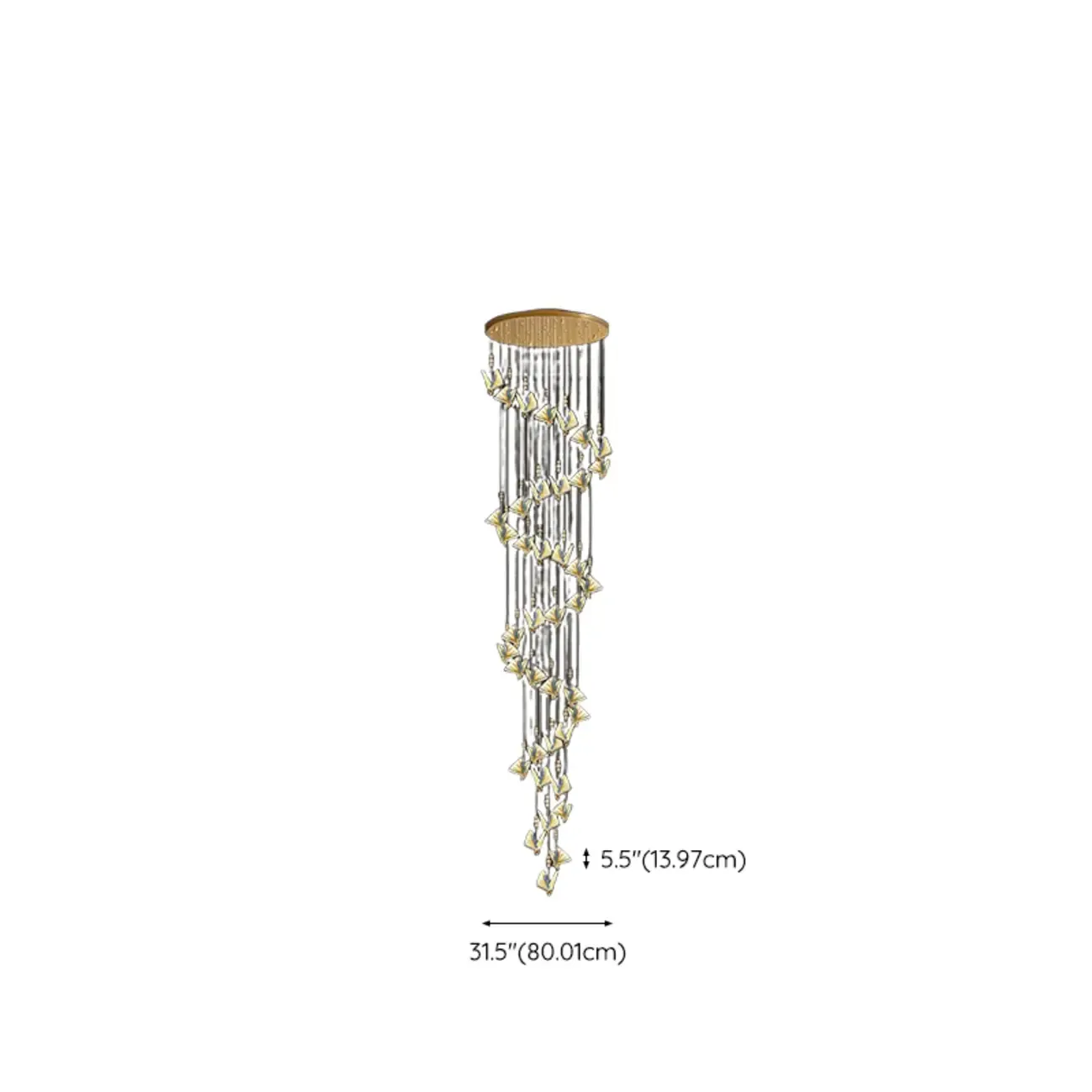 Modern Crystal Linear Butterfly Chandelier Light with Remote