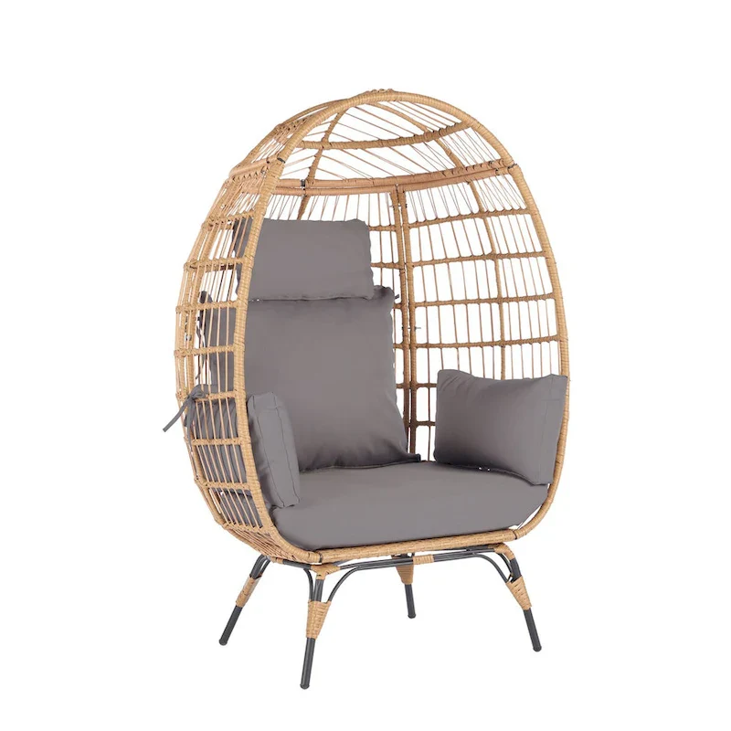 Steel Frame Wicker Egg Chair Max 440lb Capacity