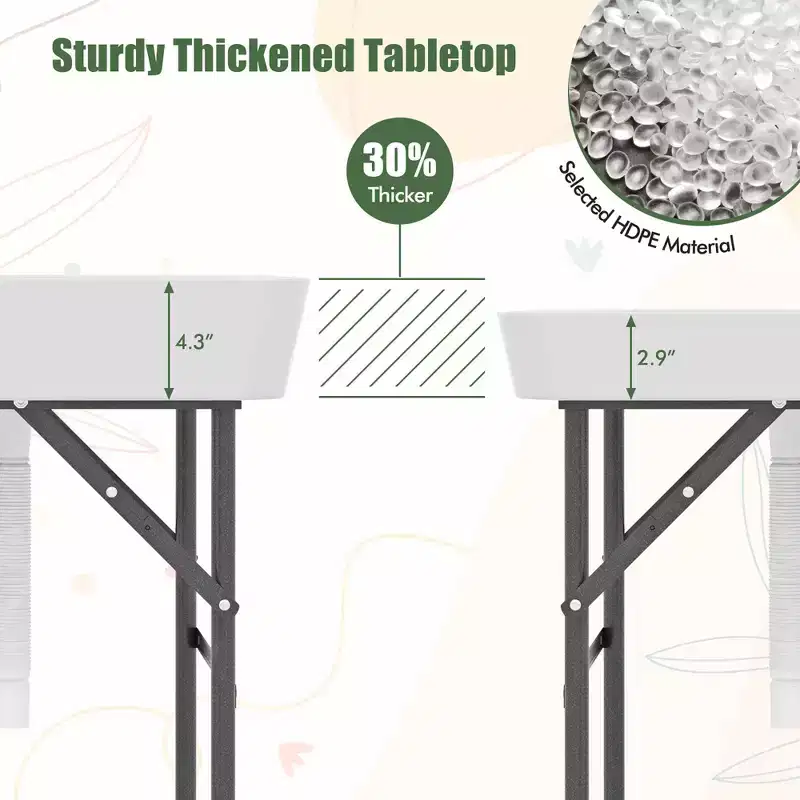Costway 5 FT Foldable Ice Table w/Double-Sink Detachable Table Skirt Chilling Table