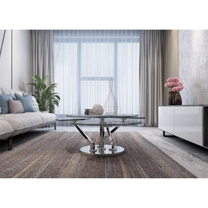 Somette Cocktail Table with 32 Round Glass Top - Cocktail Table