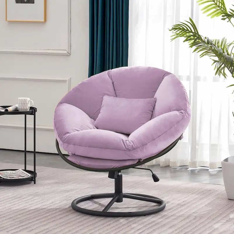 MCombo Gas Lift Swivel Papasan Chair with Height Adjustment, Velvet HQ405