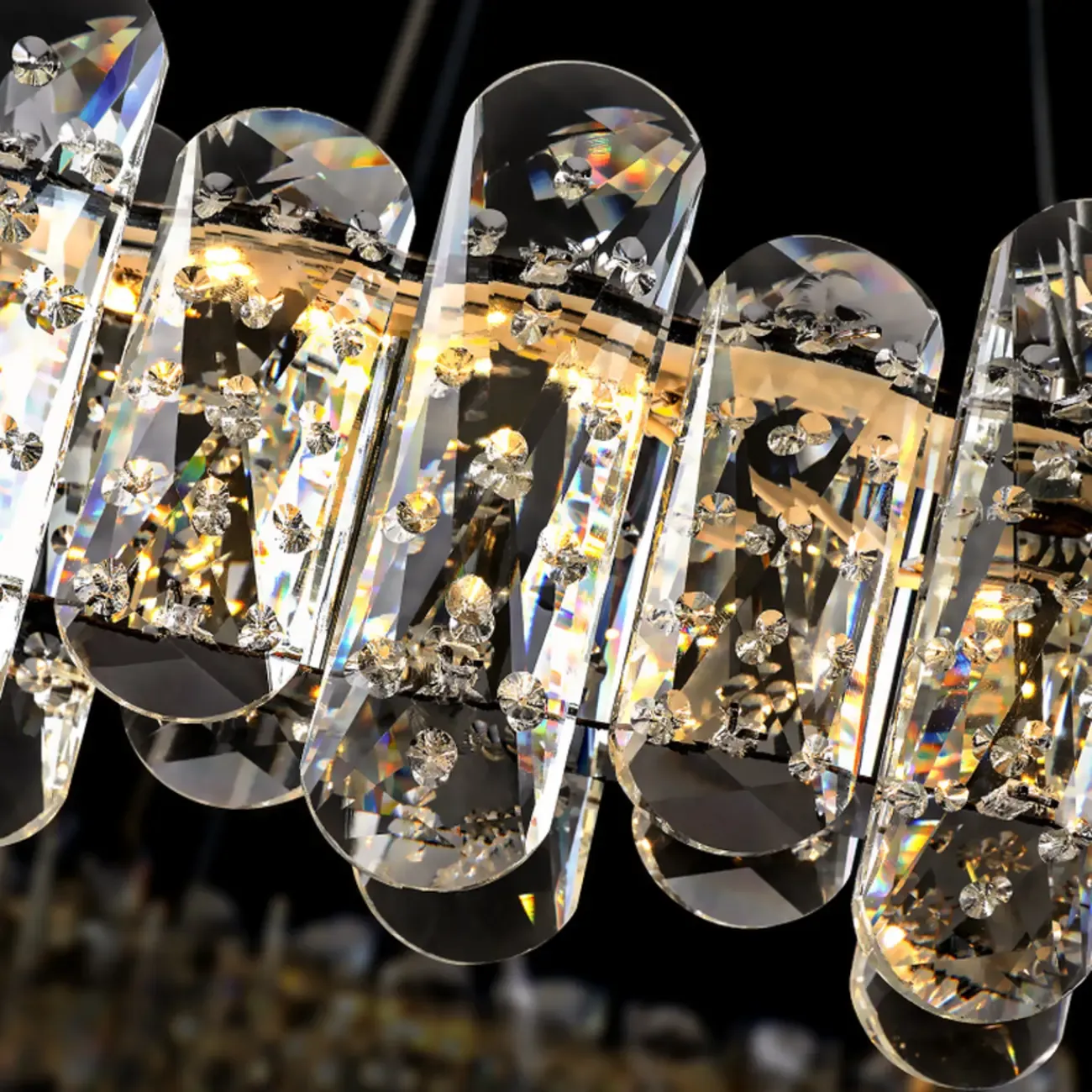 Gold Crystal Circular Glass Beads Modern Chandelier