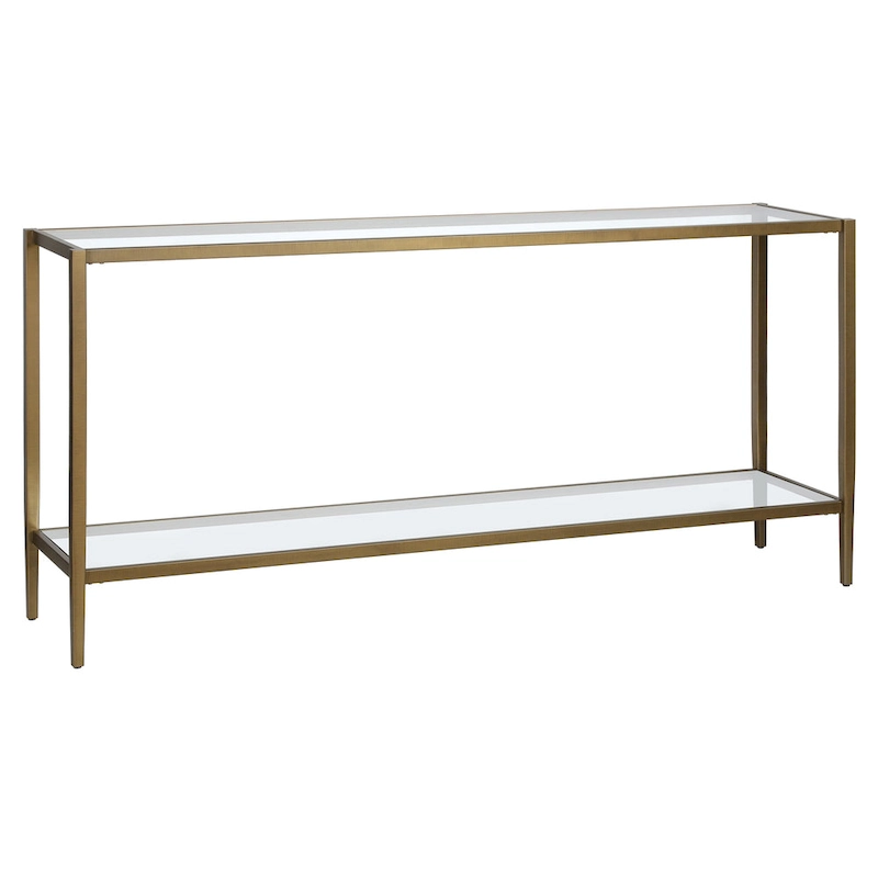 Hera 64 Wide Rectangular Console Table with Glass Shelf - 64 Wide