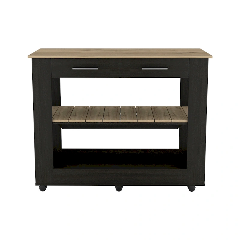 TUHOME Cala Kitchen Island 46 Kitchen Island with 2 Drawers