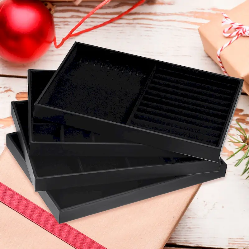 Jewelry Tray, 4 Pack - Stackable Jewelry Display Tray with Lid
