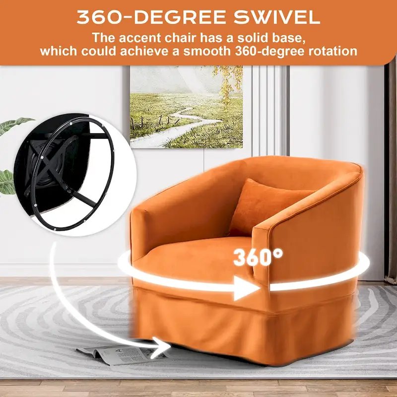 Ouyessir Set of 2 Swivel Barrel Chair 360 Degree Upholstered Accent Chair Fabric Armchair