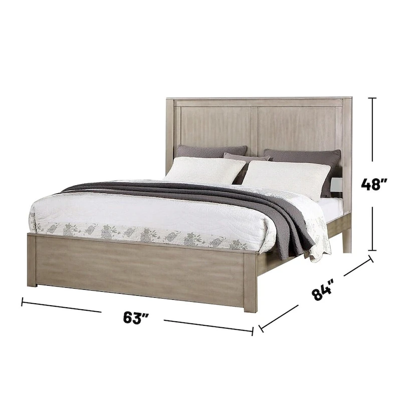 Wooden Queen Bed with 2 Panels Headboard Design