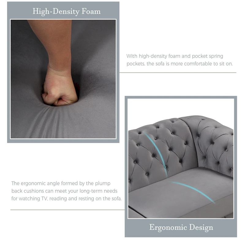 64.3 Velvet Upholstered Loveseat Sofa,Modern Loveseat Sofa with Thick Removable Seat Cushion,2-Person Loveseat Sofa Couch