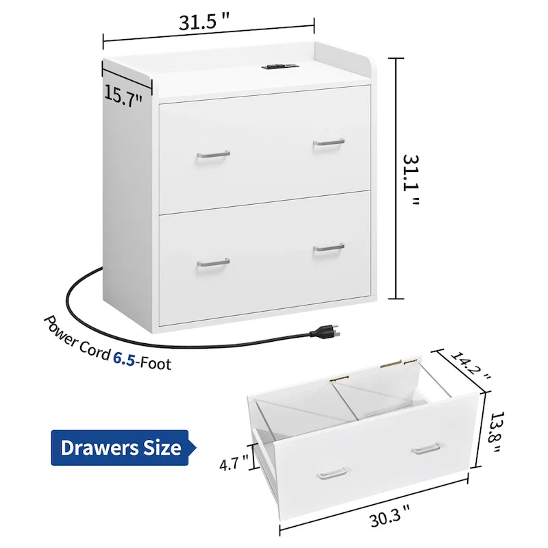 2-Drawer Lateral File Cabinet with Lock, 31.5