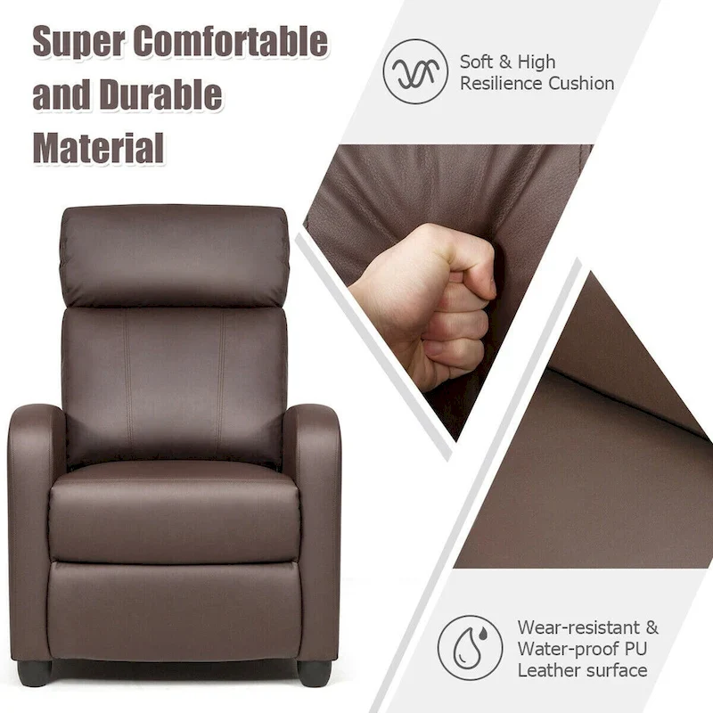 Massage Recliner Chair Single Sofa Padded Seat w/ Footrest
