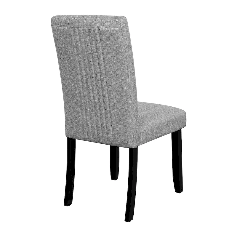 5 Pcs Wood Kitchen Table and Chair Set, 4 People Round Dining Table Set with Faux Marble Top and 4 Upholstered Chairs