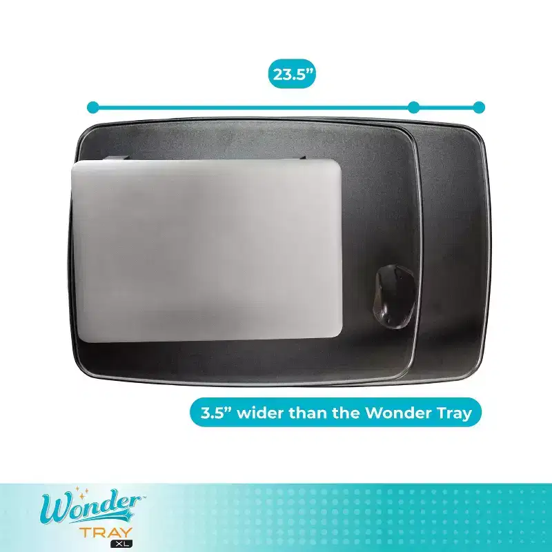 Stander Wonder Tray, Adjustable Swivel TV Tray & Laptop Desk with Cupholder & Laptop Wedges, XL, Black