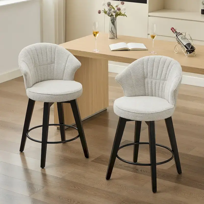 Wing Back Swivel Bar Stools Set of 2 - 25