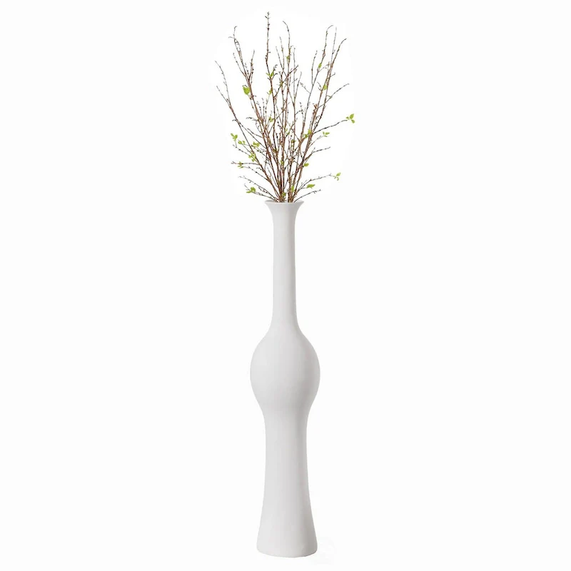 Unique Style 58.75 inch Tall Floor Vase for Entryway, Dining, or Living Room Decor, Elegant White Ceramic Tall Vase with Design