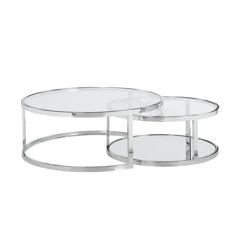 Somette 2-in-1 Round Nesting Cocktail Table Set - Cocktail Table - Cocktail Table