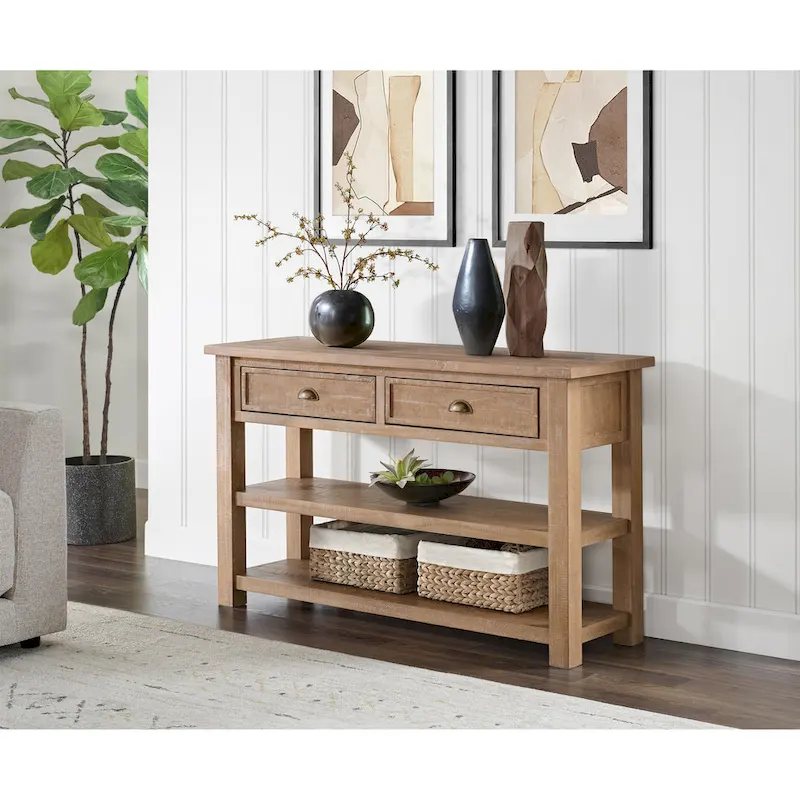 The Gray Barn Downington Solid Wood 2-Drawer Sofa Console Table