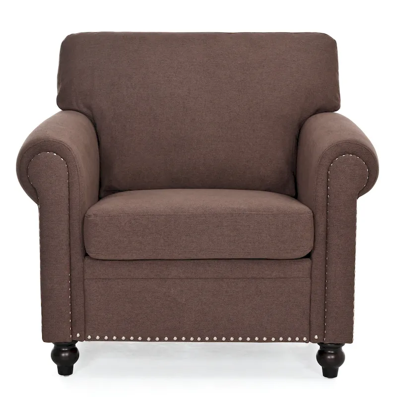 Brown 37.4  Accent Chair with Nailheads