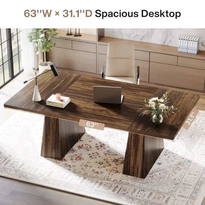 63 Inches Modern Executive Office Desk Large Computer Conference Table
