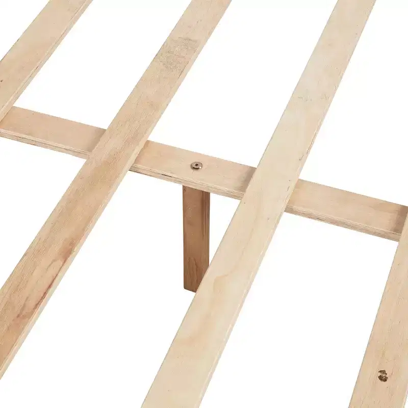 Whisen Wood Bed with Upholstered Headboard and Strengthened Frame