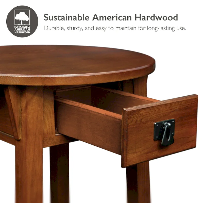 Mission Round End Table with Drawer