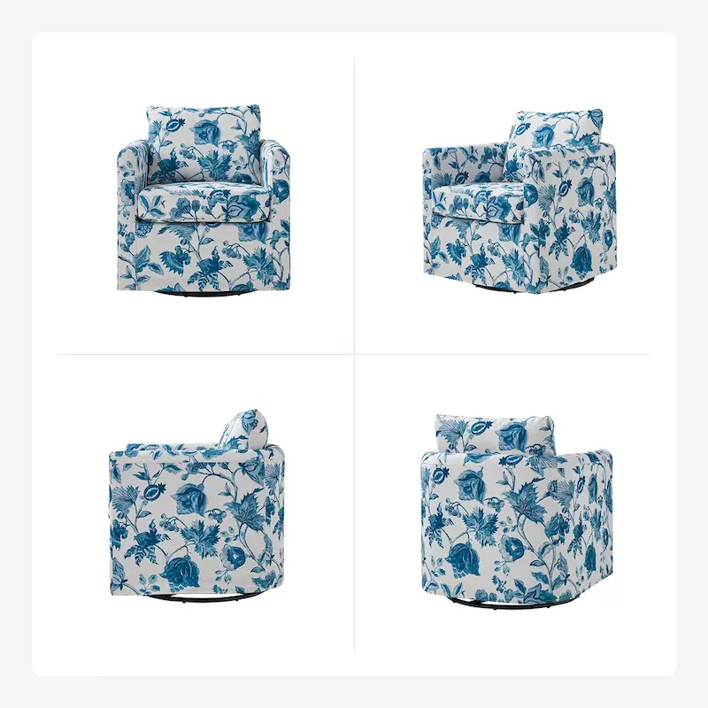 Erkenbald Modern Slipcovered Swivel Chair with Removable Cushion by HULALA HOME