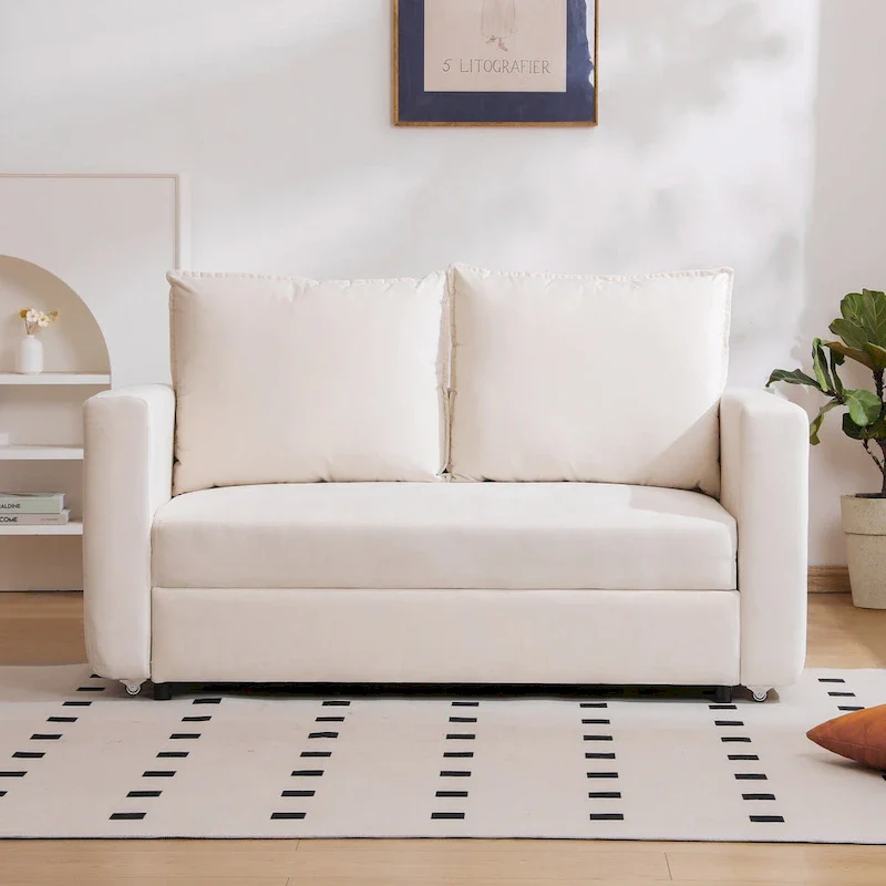 Loveseat, 2-in-1 Sofa Bed Couch with Pull Out Bed, Futon Couch with Adjustable Armrests, Sofas for Living Room, Bedroom