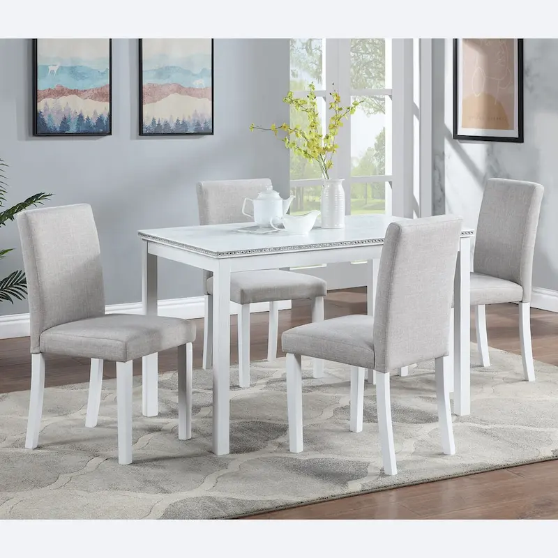Dining Chairs Set of 2, Modern Kitchen & Dining Room Chairs, Upholstered Linen Cushion Seat and Rubber Wood Legs