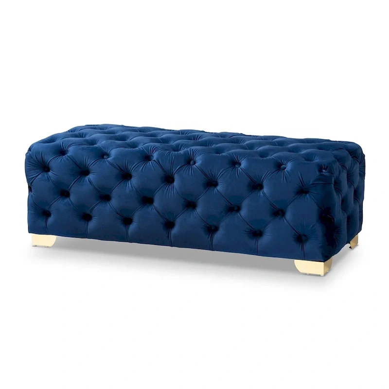 Velvet Fabric Ottoman Bench