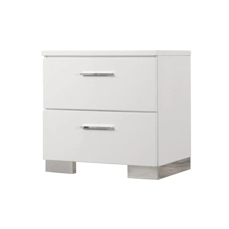 August Glossy White 6-piece Panel Bedroom Set