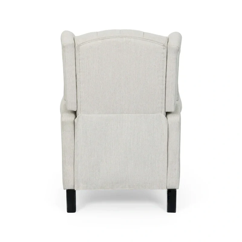 Modern Wingback Push-Back Recliner with Footrest, Button-tufted, Birch Legs