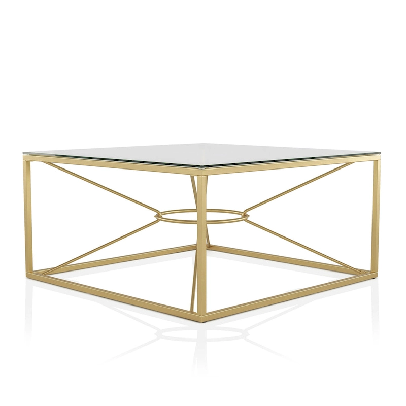 Taylan Glam Gold Coated 35-inch Steel and Glass Coffee Table by Furniture of America