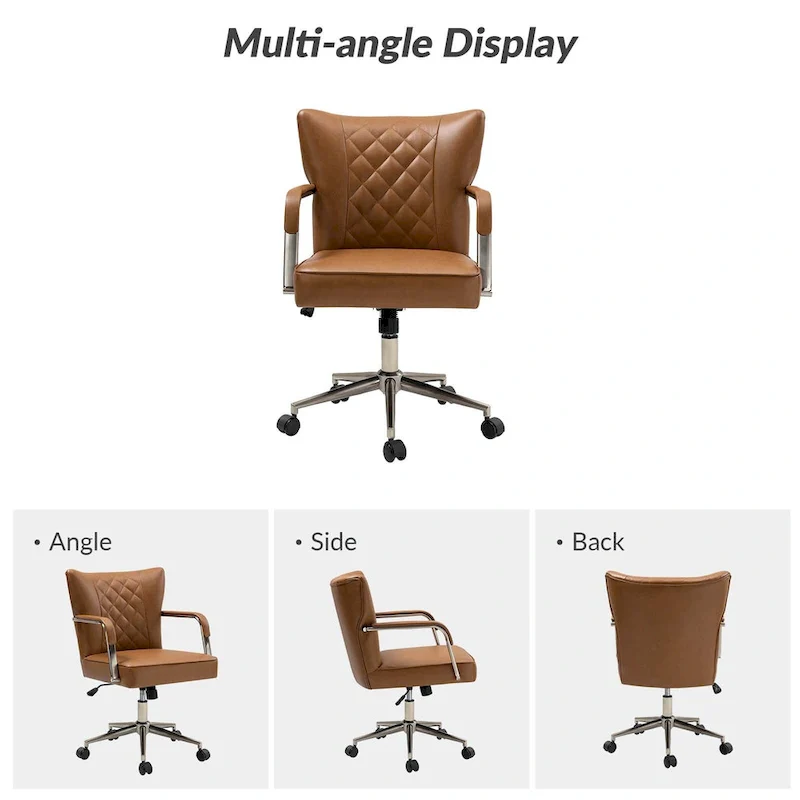 Felice Modern Swivel Height Adjustment Diamond-Tufted Office Chair by HULALA HOME