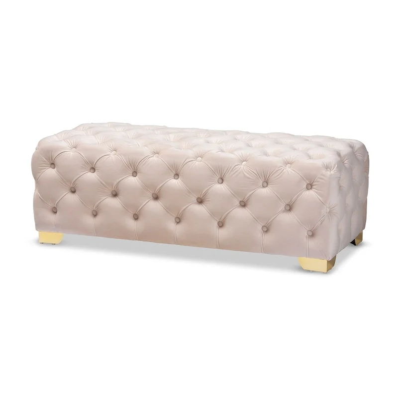 Velvet Fabric Ottoman Bench