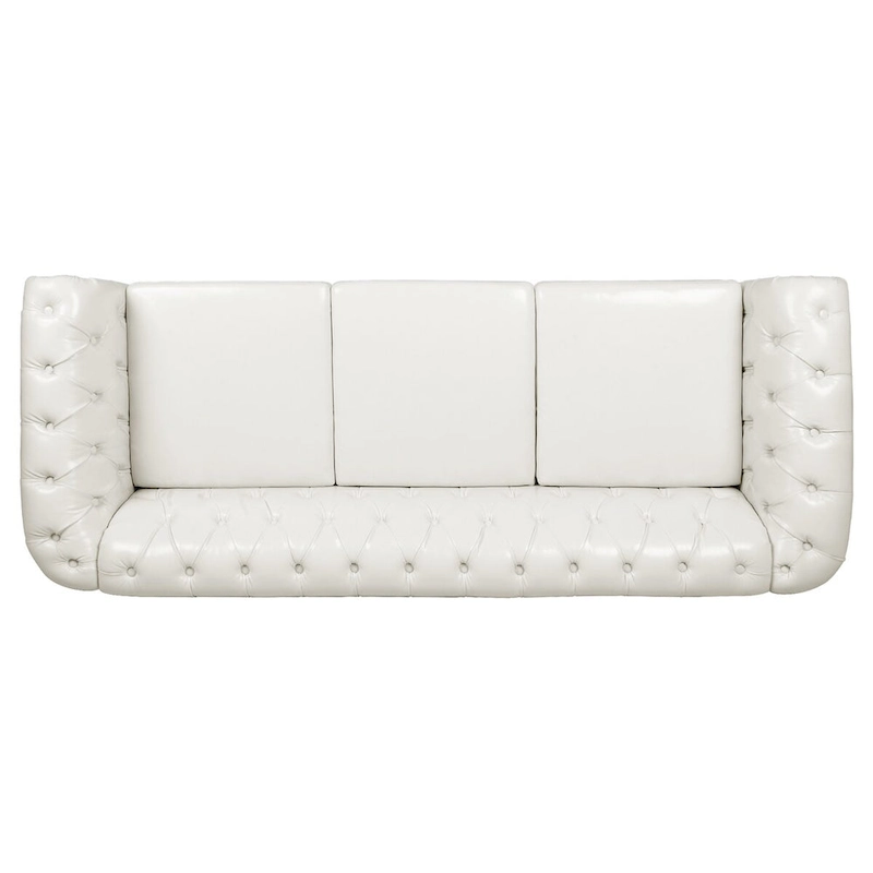 Cream 84.65 Traditional Chesterfield 3 Seater Sofa, PU Leather