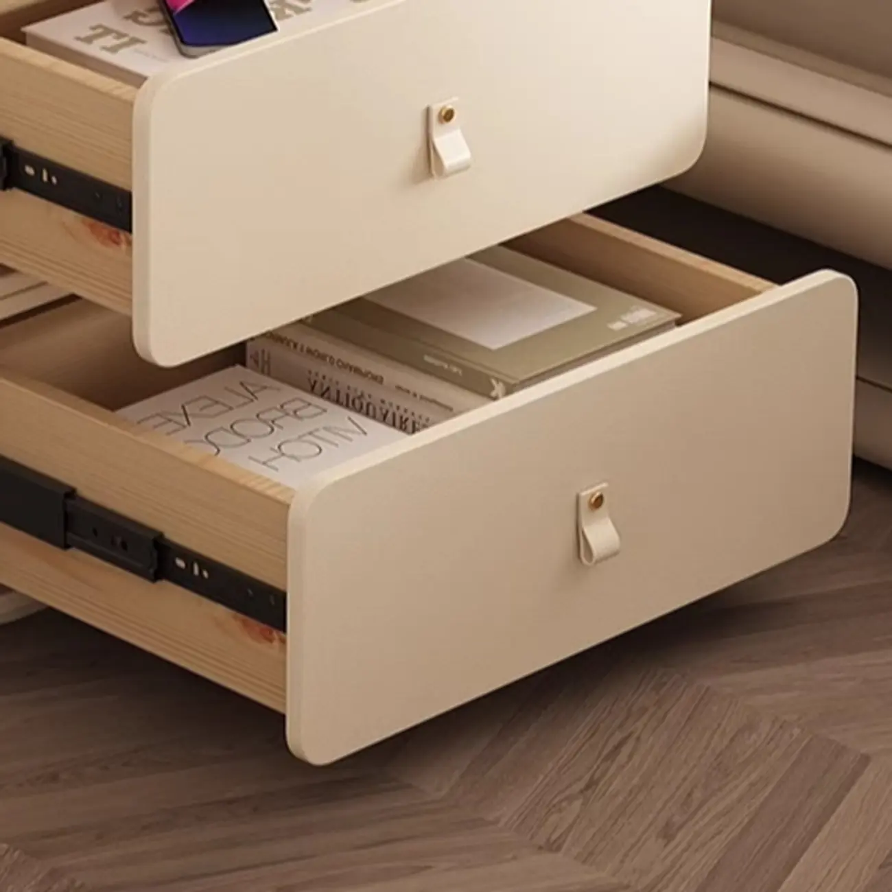 Modern Faux Leather 2-Drawer Nightstand