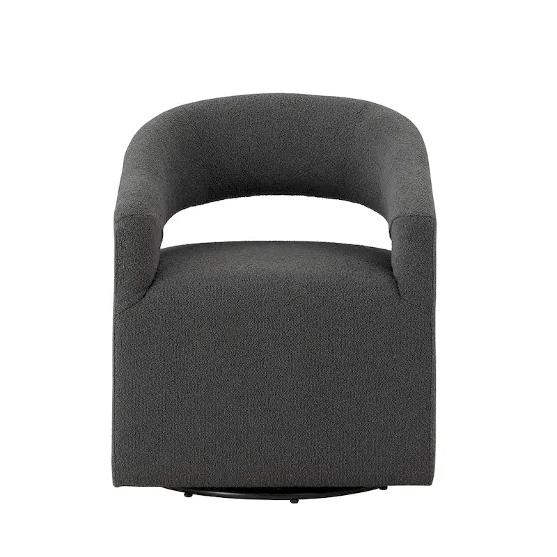 Celeste Modern Boucle Round Barrel Chair Open Back and Curved Arm, Swivel Armchair by Furniture of America