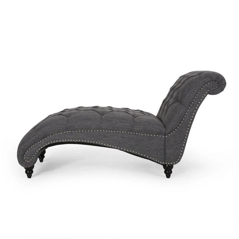 64.25 Button Tufted Chaise Lounge Chair with Birch Legs