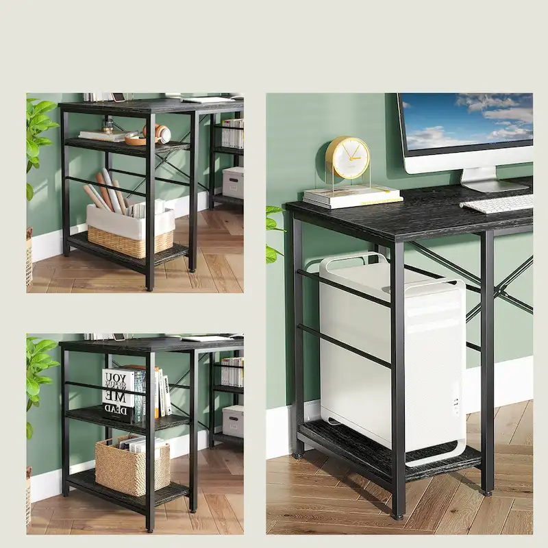 95.2 Inch L Shaped Desk with Shelves Home Office Computer Desk