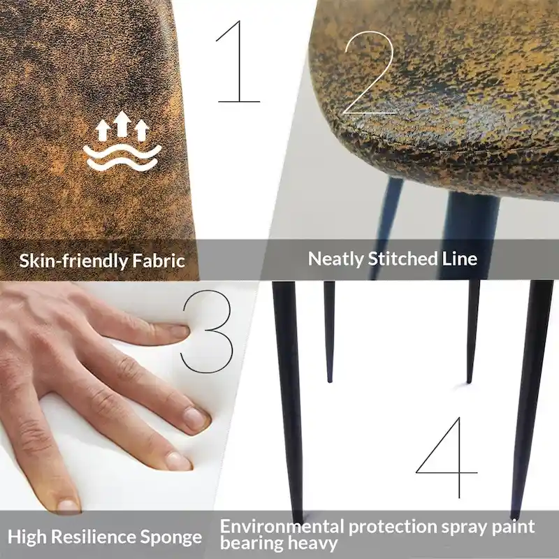 Modern Dining Room Chairs with Metal Legs(Set of 4) - N/A