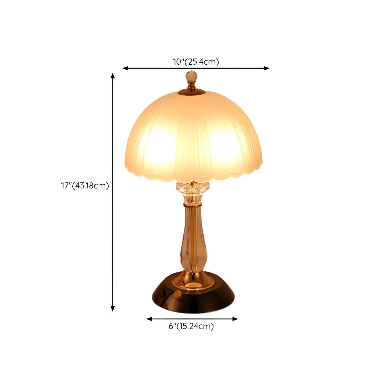 Elegant White Glass Metal Umbrella-Shaped Table Lamp
