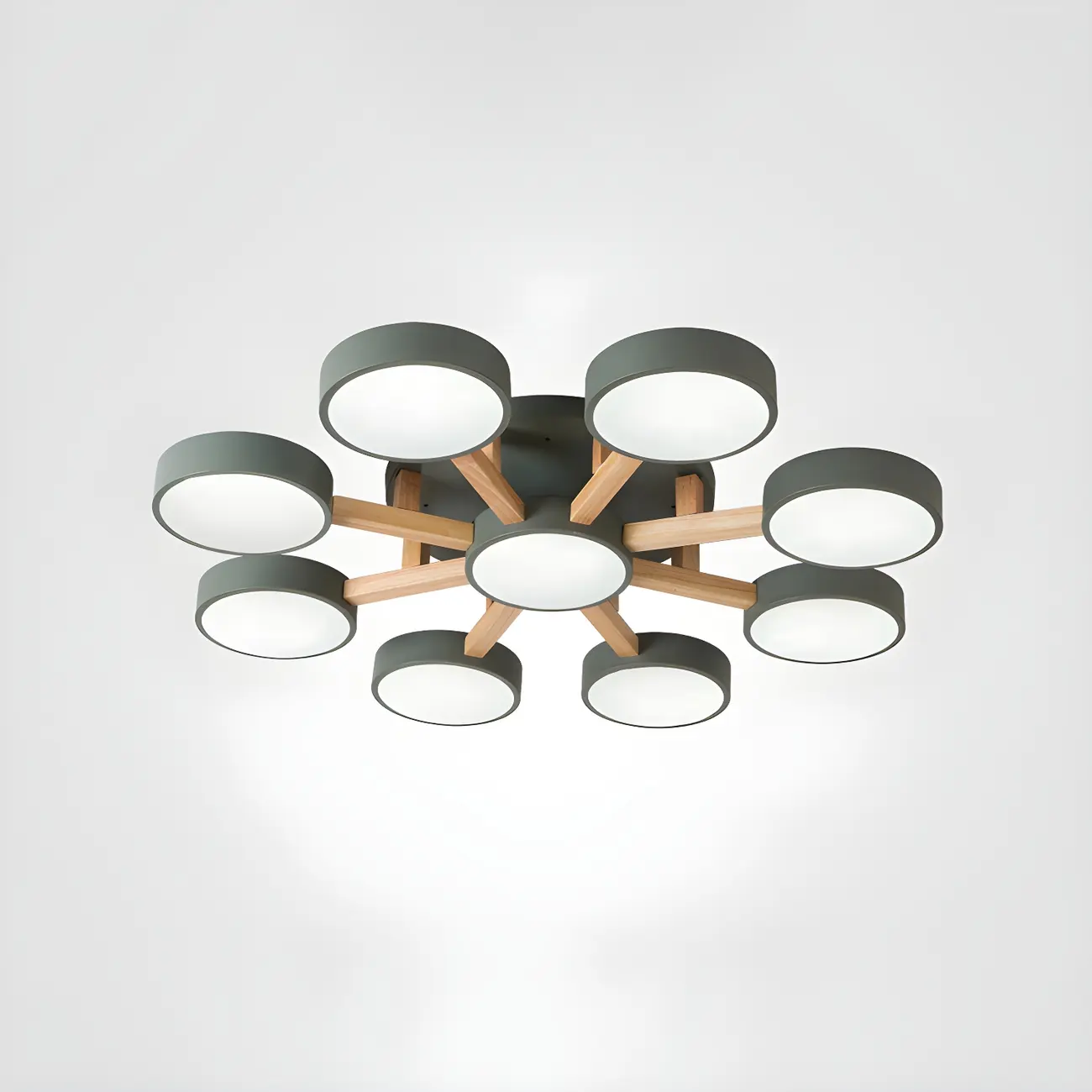 Green Drum Shade Semi Flush Ceiling Light 3-Gear Dimming