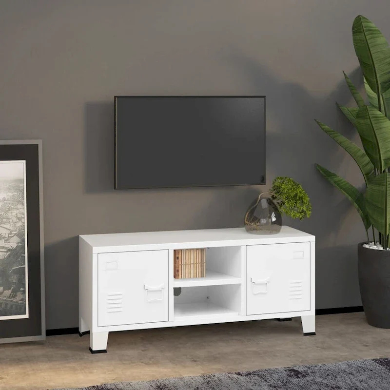 vidaXL TV Stand TV Console Sideboard TV Unit Home Media Unit Cupboard Metal - 41.3 x 13.8 x 16.5